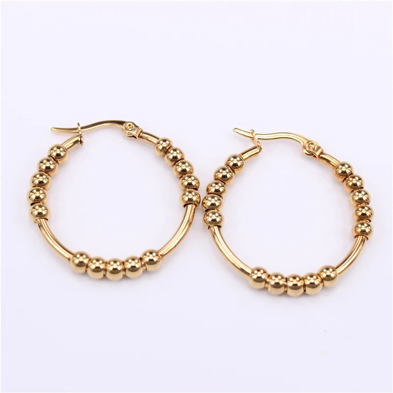 Stainless Steel Hoop Earring Set for Women and Children - 30mm 40mm 50mm