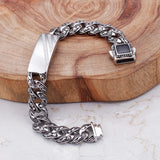 Men's Retro Stainless Steel Bracelet with Rose Pattern