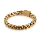 Men's Titanium Steel Bracelet with Square Pearl Chain