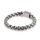 Men's Titanium Steel Bracelet with Square Pearl Chain
