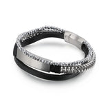 Men's Titanium Steel Bracelet Leather Band