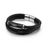 Men's Titanium Steel Bracelet Leather Band Stylish Design