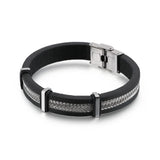 Men's Titanium Steel Bracelet Leather Band Stylish Design