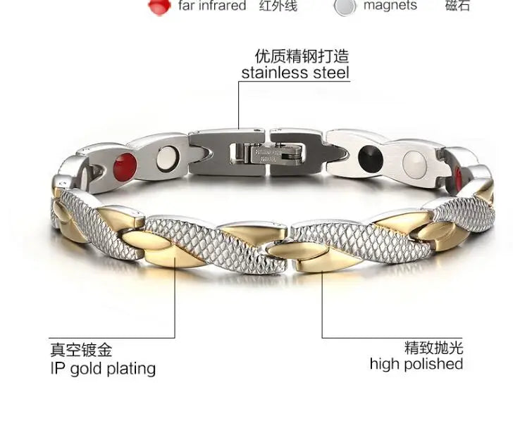Stainless Steel Magnet Bracelet 18K Female Jewelry Bangle 7mm