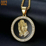 Stainless Steel Men's Bergamot Pendant Buddhist Buddha Hand Prayer Pendant