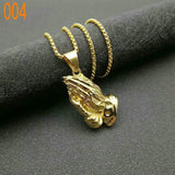 Stainless Steel Men's Bergamot Pendant Buddhist Buddha Hand Prayer Pendant