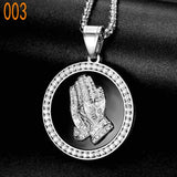 Stainless Steel Men's Bergamot Pendant Buddhist Buddha Hand Prayer Pendant