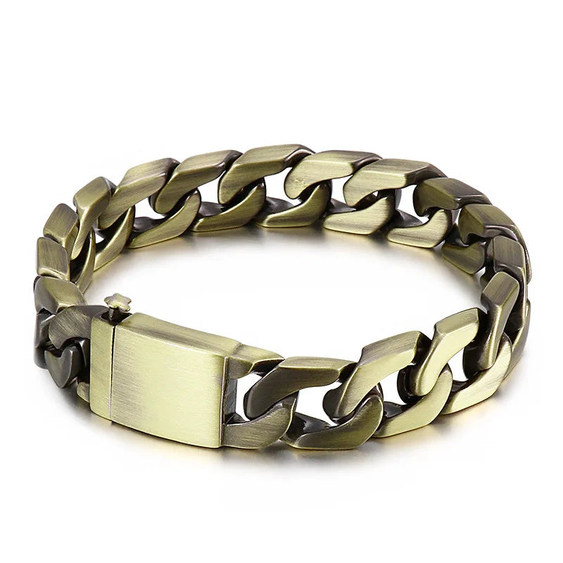 Men's Stainless Steel Bracelet with Bronze Titanium Steel Design