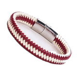 Stainless Steel Men's Leather Woven Bracelet
