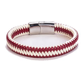Stainless Steel Men's Leather Woven Bracelet