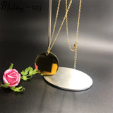Stainless Steel Mirror Polish Necklace Round Disc Pendant for Women's Jewelry