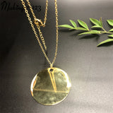 Stainless Steel Mirror Polish Necklace Round Disc Pendant for Women's Jewelry