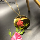 Stainless Steel Mirror Polish Necklace Round Disc Pendant for Women's Jewelry
