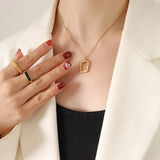 Stainless Steel Necklace for Women Cold Wind Couple Pendant Square Chain