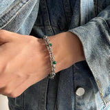 Stainless Steel Jade Green Pearl Bracelet for Men and Women