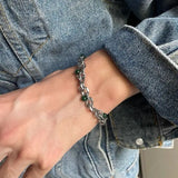 Stainless Steel Jade Green Pearl Bracelet for Men and Women