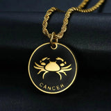 Zodiac Stainless Steel Pendant Double-Sided Twelve Zodiac Symbols