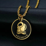Zodiac Stainless Steel Pendant Double-Sided Twelve Zodiac Symbols