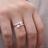 Stainless Steel Personalized Cross Double Wrap Ring - Gold, Rose, Silver