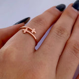 Stainless Steel Personalized Cross Double Wrap Ring - Gold, Rose, Silver