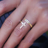 Stainless Steel Personalized Cross Double Wrap Ring - Gold, Rose, Silver