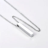 Stainless Steel Rectangular Prism Pendant Chain Necklace GP3333G