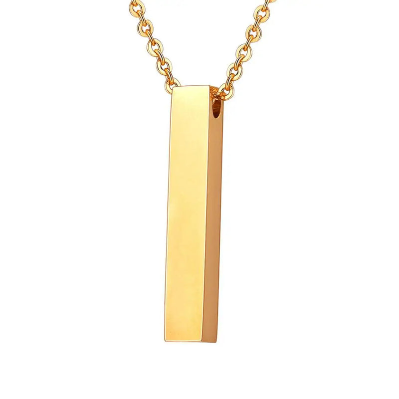 Stainless Steel Rectangular Prism Pendant Chain Necklace GP3333G