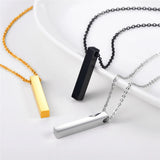 Stainless Steel Rectangular Prism Pendant Chain Necklace GP3333G