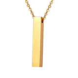 Stainless Steel Rectangular Prism Pendant Chain Necklace GP3333G