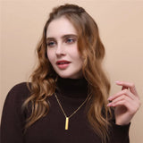 Stainless Steel Rectangular Prism Pendant Chain Necklace GP3333G