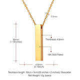 Stainless Steel Rectangular Prism Pendant Chain Necklace GP3333G