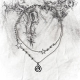 Stainless Steel Spiral Pendant Necklace Star Charm Cyber Y2K Fairycore