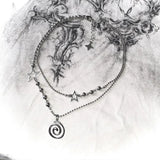 Stainless Steel Spiral Pendant Necklace Star Charm Cyber Y2K Fairycore