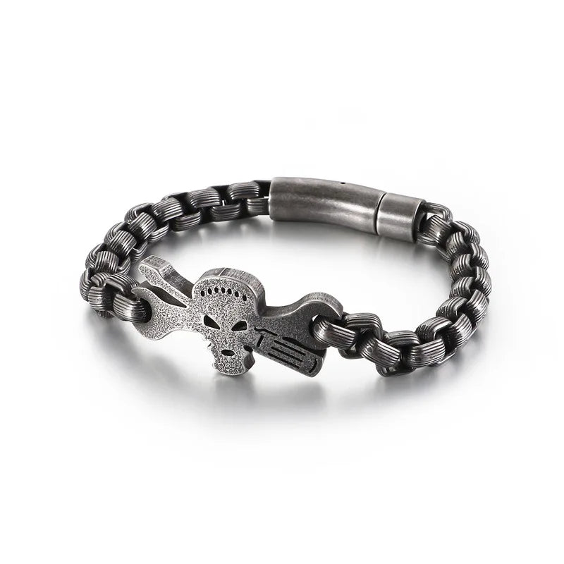Men's Stainless Steel Retro Skull Bracelet