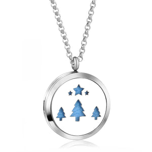 Stainless Steel Star Tree Aromatherapy Essential Oil Perfume Pendant Necklace