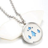 Stainless Steel Star Tree Aromatherapy Essential Oil Perfume Pendant Necklace