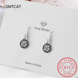 925 Silver Flower Spinel Dangle Earrings for Women