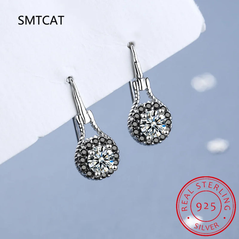 925 Silver Flower Spinel Dangle Earrings for Women
