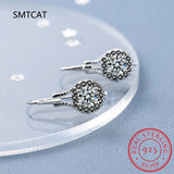 925 Silver Flower Spinel Dangle Earrings for Women