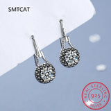 925 Silver Flower Spinel Dangle Earrings for Women