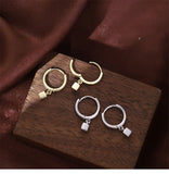 925 Silver Geometric Square Pendant Earrings for Women