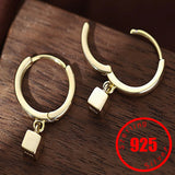 925 Silver Geometric Square Pendant Earrings for Women