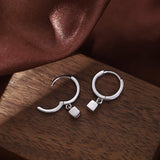 925 Silver Geometric Square Pendant Earrings for Women