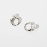 925 Silver Pearl Hoop Earrings Women Girl Gift Wedding Party Jewelry
