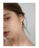 925 Silver Pearl Hoop Earrings Women Girl Gift Wedding Party Jewelry