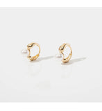 925 Silver Pearl Hoop Earrings Women Girl Gift Wedding Party Jewelry
