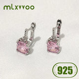 925 Silver Square Crystal Hoop Earrings - Women's Jewelry Gift