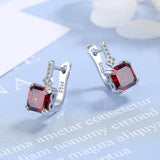925 Silver Square Crystal Hoop Earrings - Women's Jewelry Gift