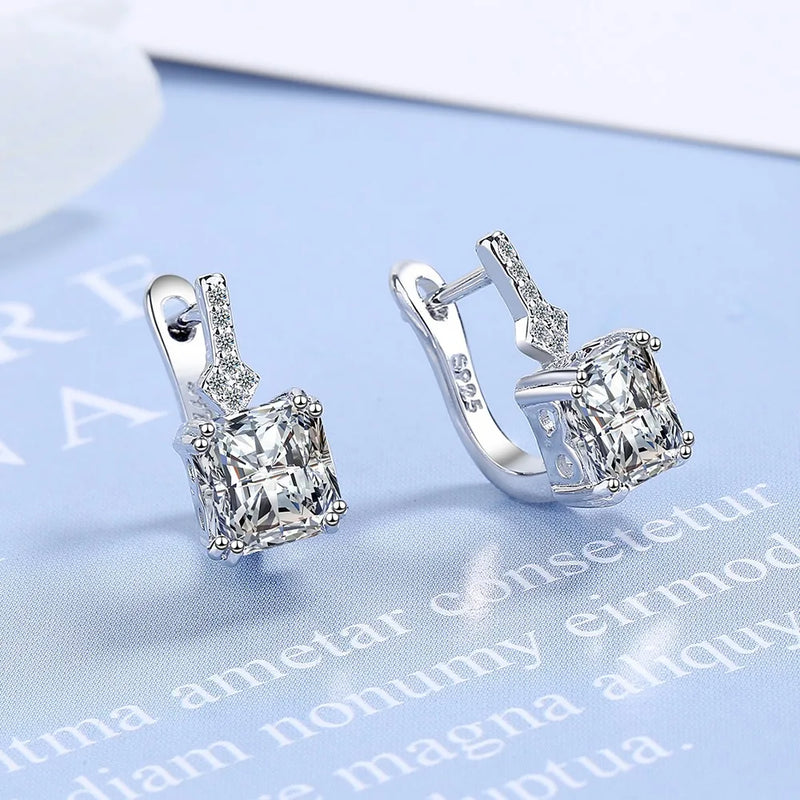 925 Silver Crystal Gemstone Hoop Earrings For Women Jewelry Gift