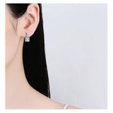 925 Silver Crystal Gemstone Hoop Earrings For Women Jewelry Gift